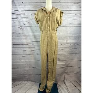 Abercrombie & Fitch Jumpsuit Womens MT Tall Tan Button Front Utility Romper